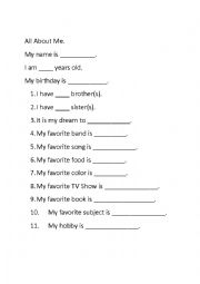 English Worksheet: Student Introductions