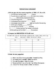 English Worksheet: PREPOSITIONS