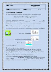 English Worksheet: Full term test n1 for the 7th form