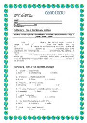 English Worksheet: review test