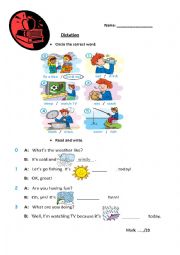 English Worksheet: Weather and action verbs worksheet