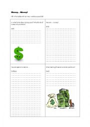 English Worksheet: Money Vocabulary