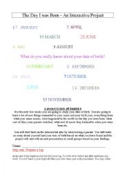 English Worksheet: The day I was born