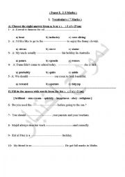 English Worksheet: exam grammar reading comprehension 