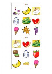 English Worksheet: Food Bingo Game Cards