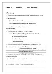 English Worksheet: lesson 10  p 44 1st form secondary education