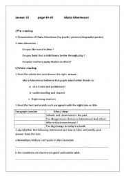 English Worksheet: lesson 10  p 44 1st form secondary education