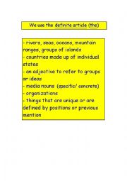 English Worksheet: Use of the definite article