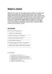 English Worksheet: ROBERTS ROUTINE