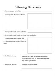 English Worksheet: Following Directions