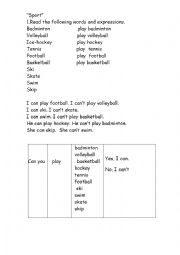 English Worksheet: Sport