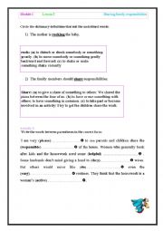 English Worksheet: sharing family responsibilities