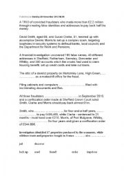 English Worksheet: Passives in a newsaper article