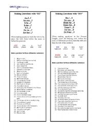 English Worksheet: Questions with BE and Questions with DO