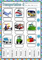 English Worksheet: TRANSPORTATION 2 - MATCHING