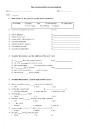 English Worksheet: Grammar check (have got/has got,present form of to be, simple questions)