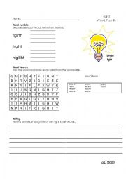 ight Words Worksheet