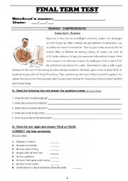 English Worksheet: END OF TERM TEST