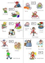 English Worksheet: Daily Routines Flashcards