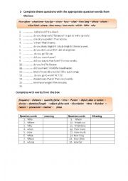English Worksheet: Wh-Questions Task