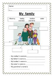 English Worksheet: MY FAMILY