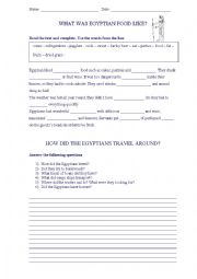 English Worksheet: Egypt- Food and ways of travelling