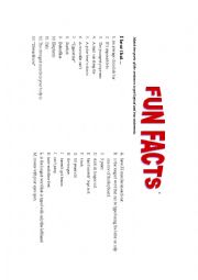 English Worksheet: Fun Facts