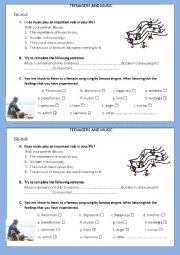 English Worksheet: Teenagers and music