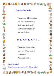 English Worksheet: Ten in the bed song