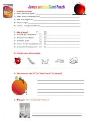 English Worksheet: JAMES and the GIANT PEACH