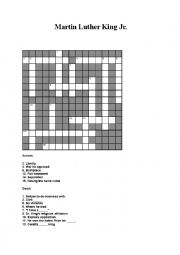 English Worksheet: Martin Luther King crossword