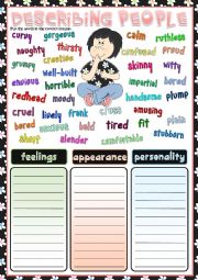 English Worksheet: Describing people - matching *KEY included*