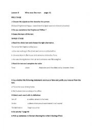 English Worksheet: who was the man? lesson 9 1st form secondary education