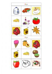 English Worksheet: Food Bingo Game Cards II