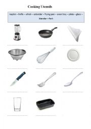 English Worksheet: Cooking utensils