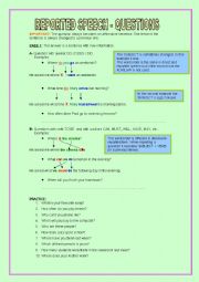 English Worksheet: reported speech