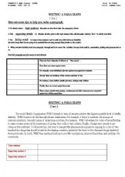 English Worksheet: writing a paragraph