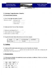 English Worksheet: Mid-term test n1/ 8th form