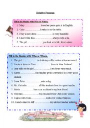 English Worksheet: relative pronoun