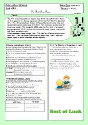 English Worksheet: the first term Exam