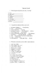 English Worksheet: To Be exercise/ new learners