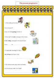 English Worksheet: Present progressive Vs present simple 