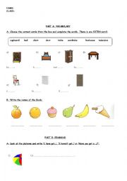 English Worksheet: FURNITURE-FOOD-PREPOSITIONS-HAVE YOU GOT..IS IT...?