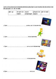 English Worksheet: barts daily routine