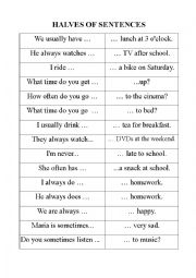 English Worksheet: Halves of sentences