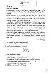 English Worksheet: End of term test 1 / 9th form 