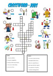 English Worksheet: CROSS WORD:JOBS