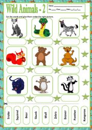 English Worksheet: WILD ANIMALS 2 - MATCHING