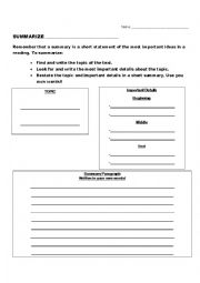 English Worksheet: Summarization Chart