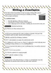 English Worksheet: Writing a conclusion for an Essay